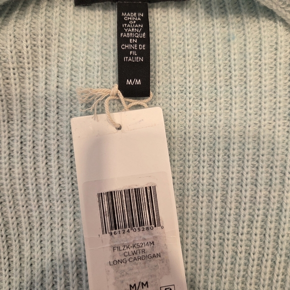 Eileen Fisher Extra Fine Merino Wool Long Cardigan In Clearwater Blue NEW - Picture 2 of 6